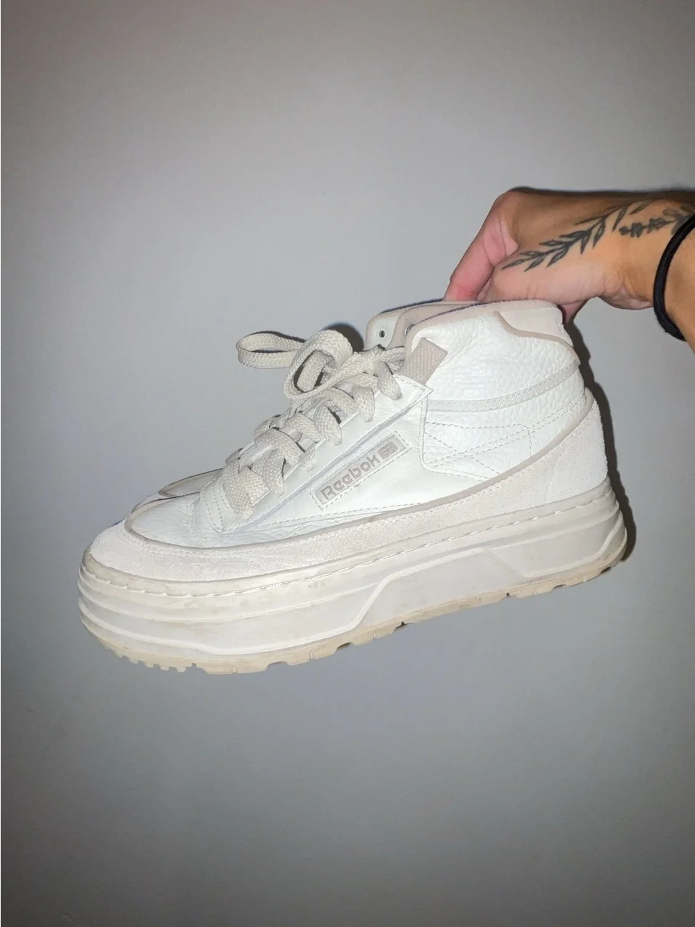 Reebok Cream White Platform High-Top Sneakers